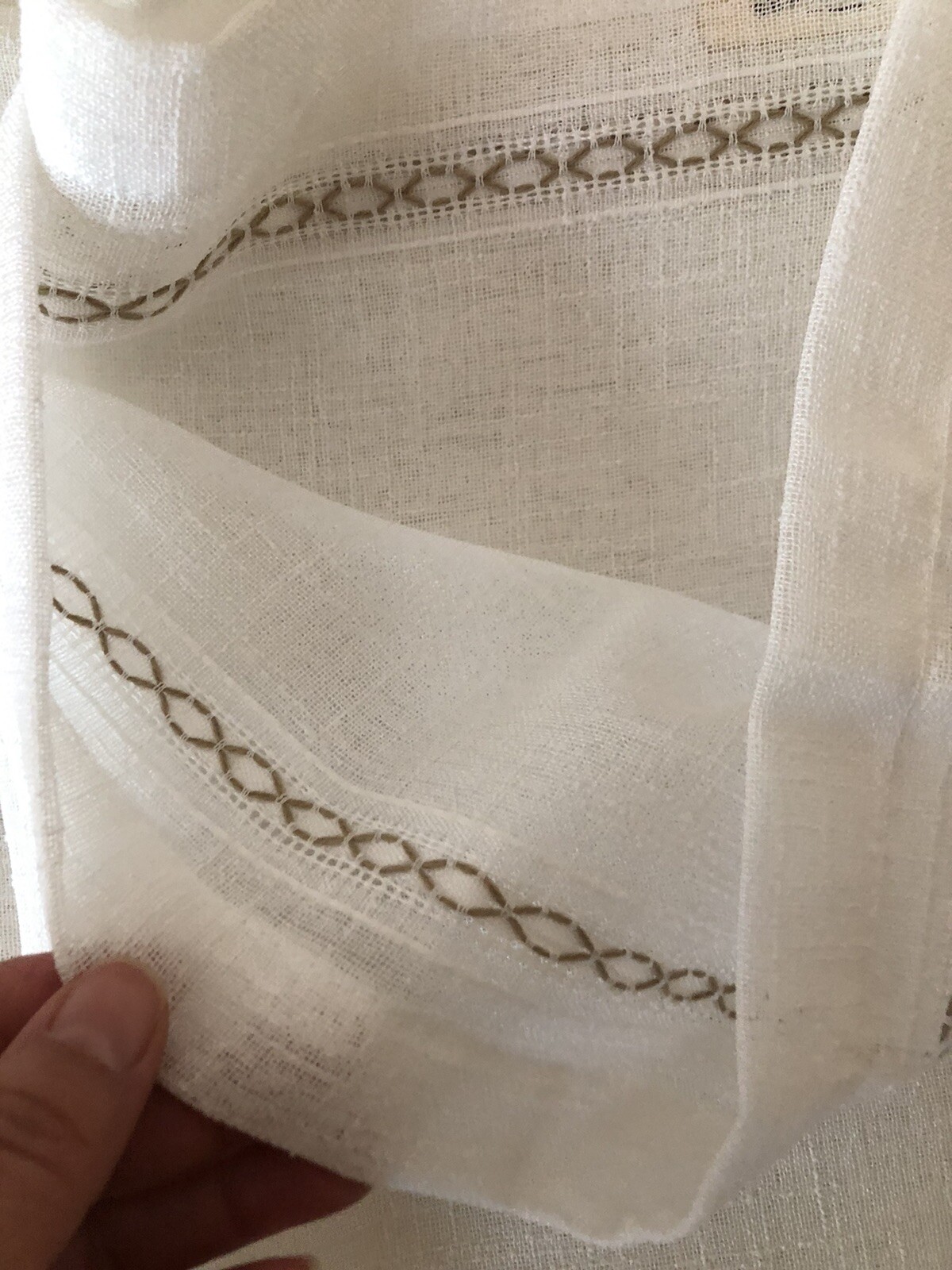 3 Bee & Willow Home Textured Herringbone Rod Pocket Back Tab Panel 51x95in Cream