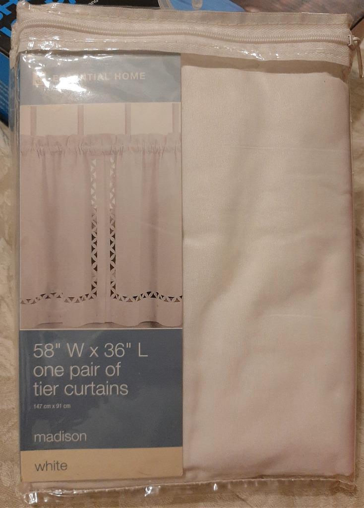 Essential Home by KMart White Tier Curtains with Lattice Accents Style Madison