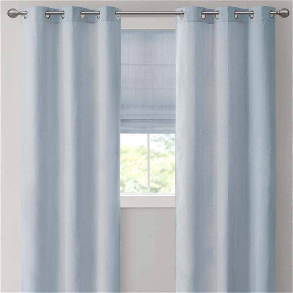Pemberly Row Basketweave Room Darkening Cordless Roman Shade in Blue 33×64″