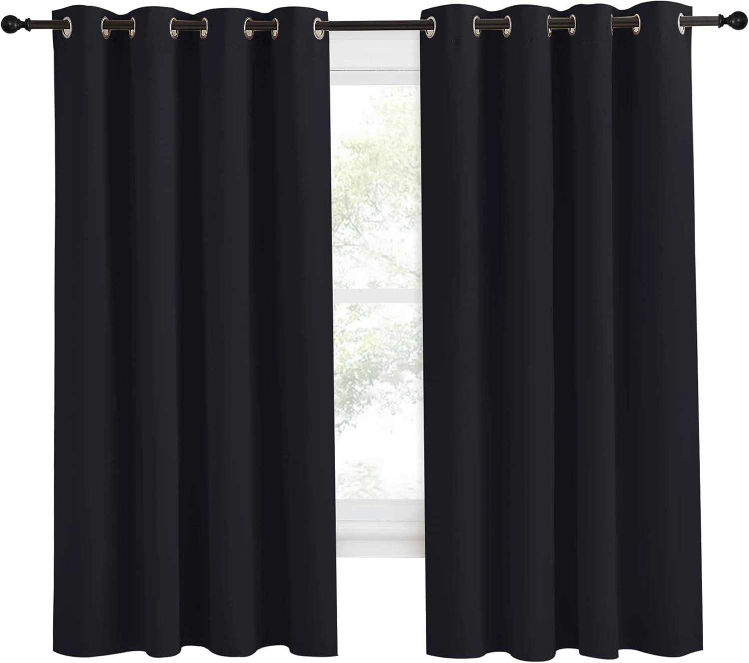 Modern Blackout Drape Panel 55×68 Inch, Elegant Grommets for Bedroom/Living Room