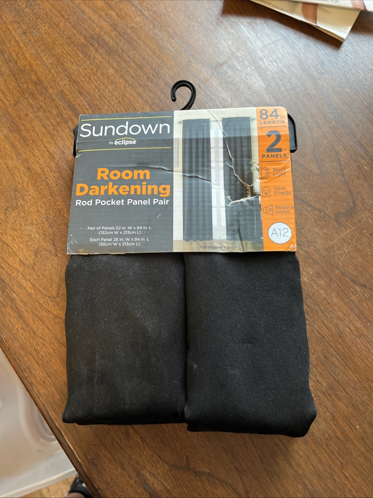 Sundown by Eclipse Room Darkening Window Curtains Set of 2 52″ x 84″ Black (ls)