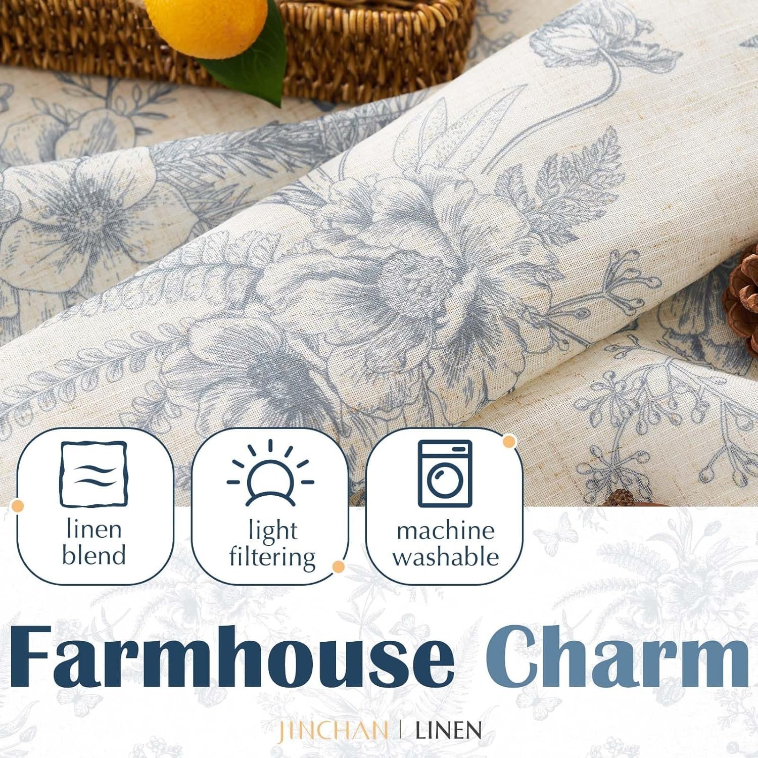 Half Window Curtains Small Drapes for Kitchen 36 Inch Rustic Floral Tier Curt…