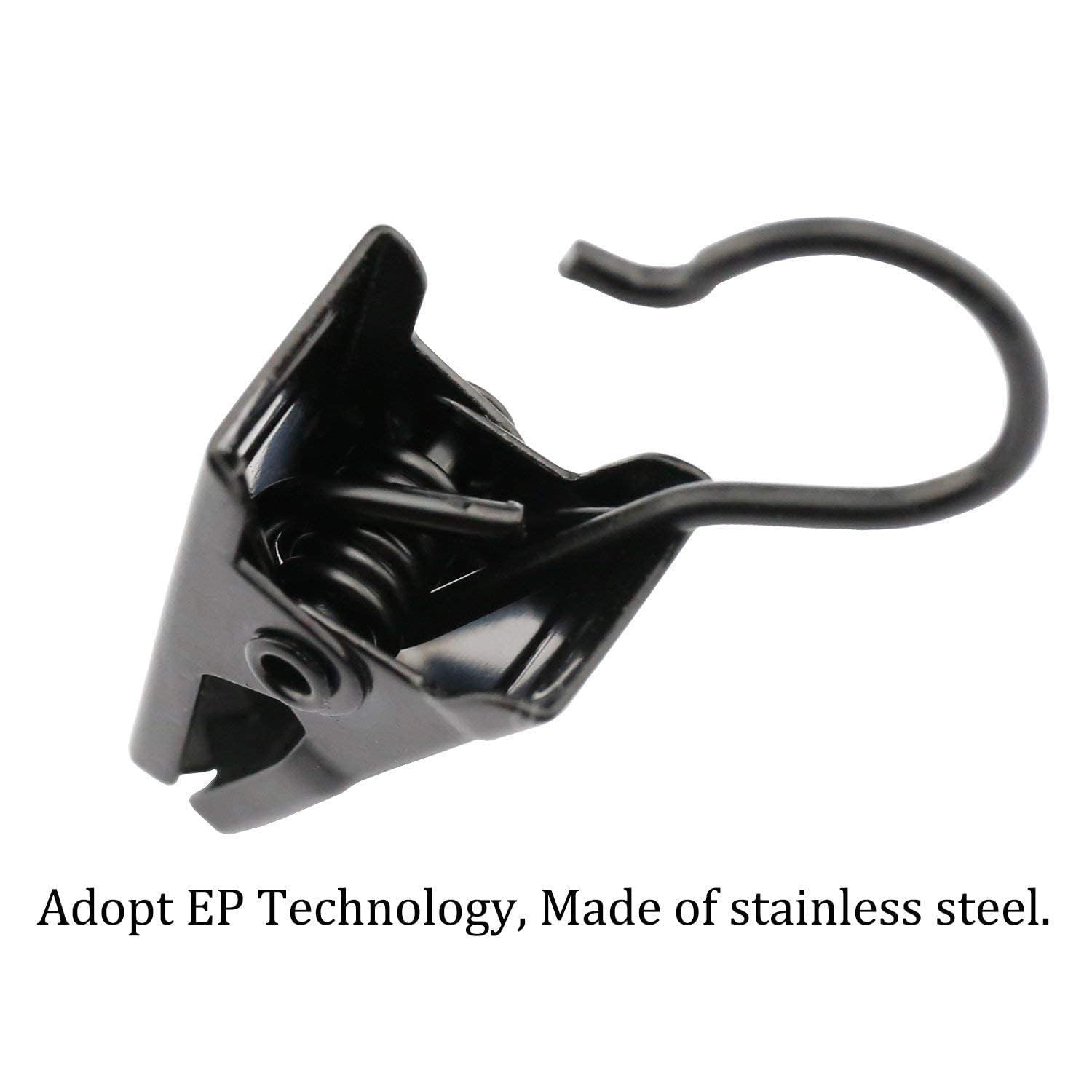 JANYUN 30 Pack Small Heavy-Duty Hook Clip Set Metal Curtain 30 Black, Black