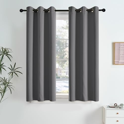 Light Blocking Curtains 63 Inches Long 2 Panels 40″W x 63″L (Pack of 2) Grey