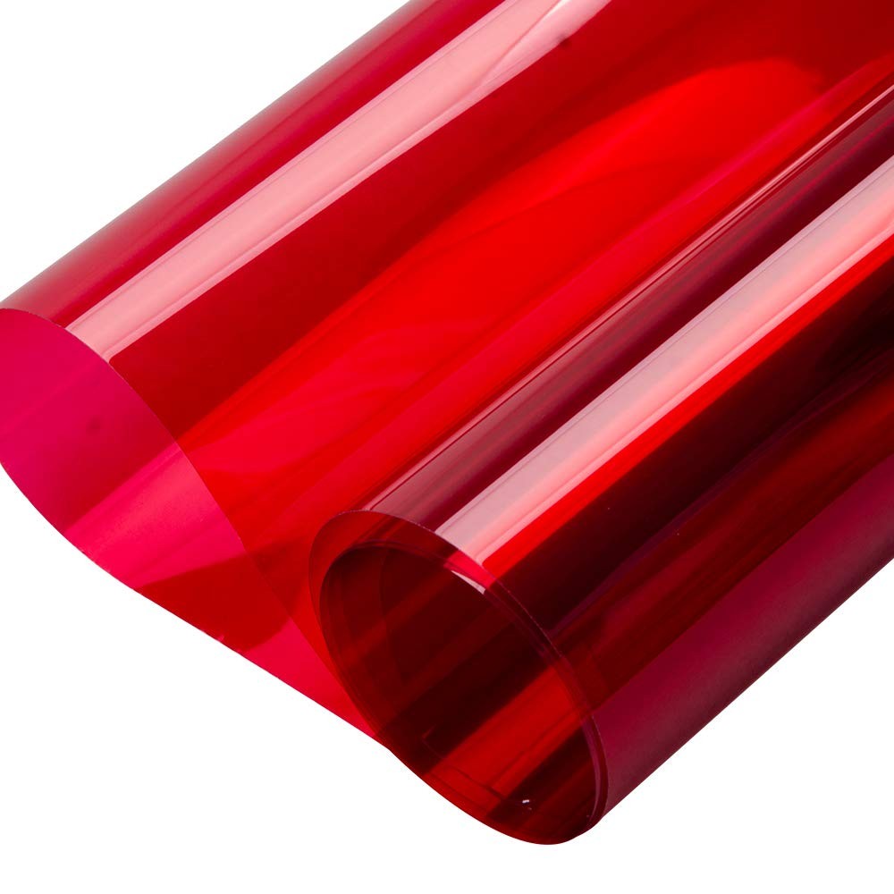 HOHOFILM Transparent Colored Window Decorative Film 17.7″x78.7″, Rose Red