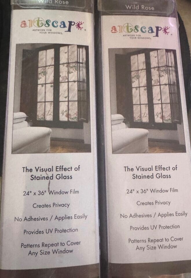 Artscape Wild Rose Window Art Film (24 In. x 36 In.) UV Protection lot of 2