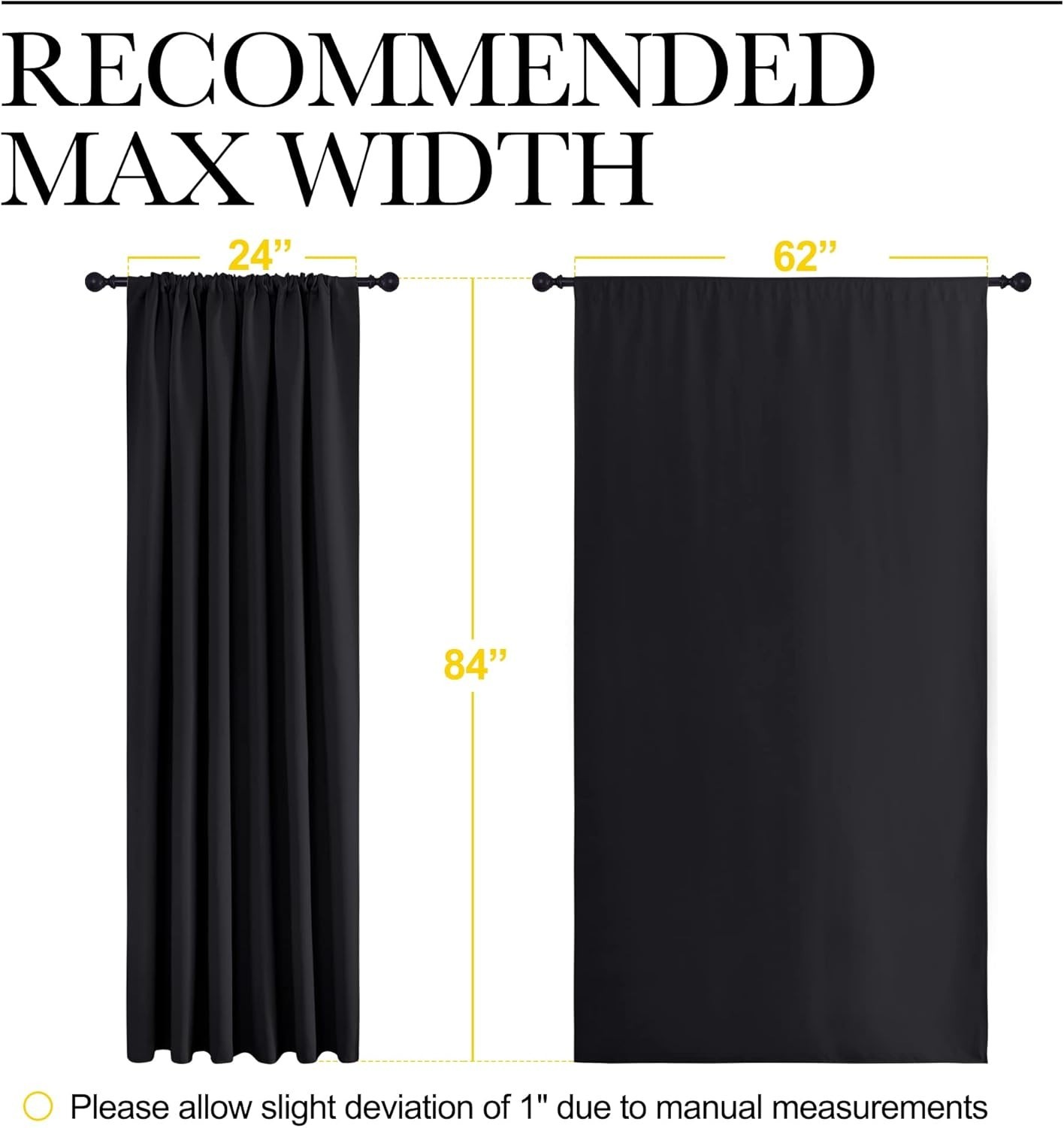 Art Deco Black Blackout Drapes – Noise Reducing Window Treatments (Pack of 2)