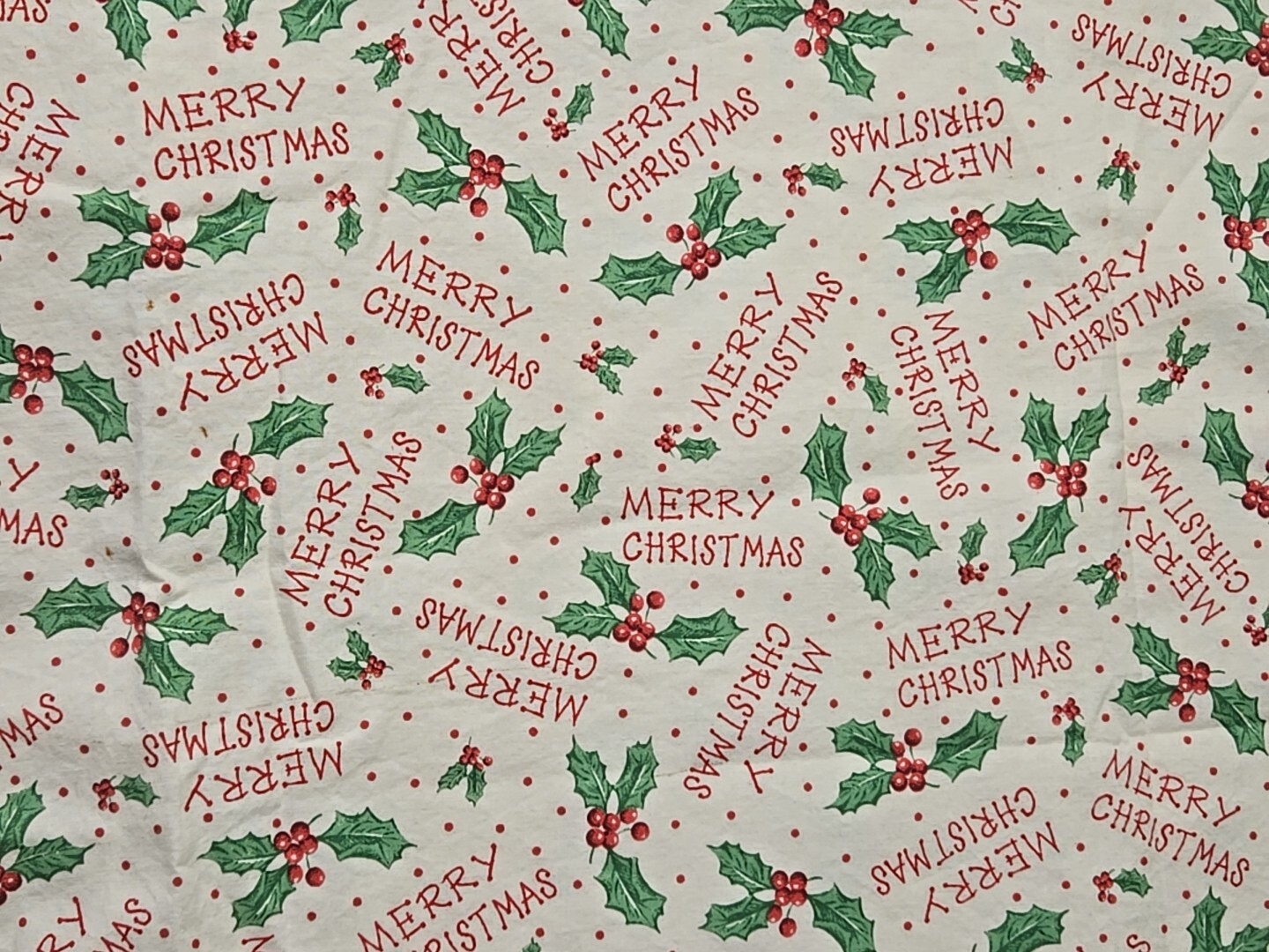 Merry Christmas Curtain Valance Holly Berry Vintage Handmade 80×24 Holidays