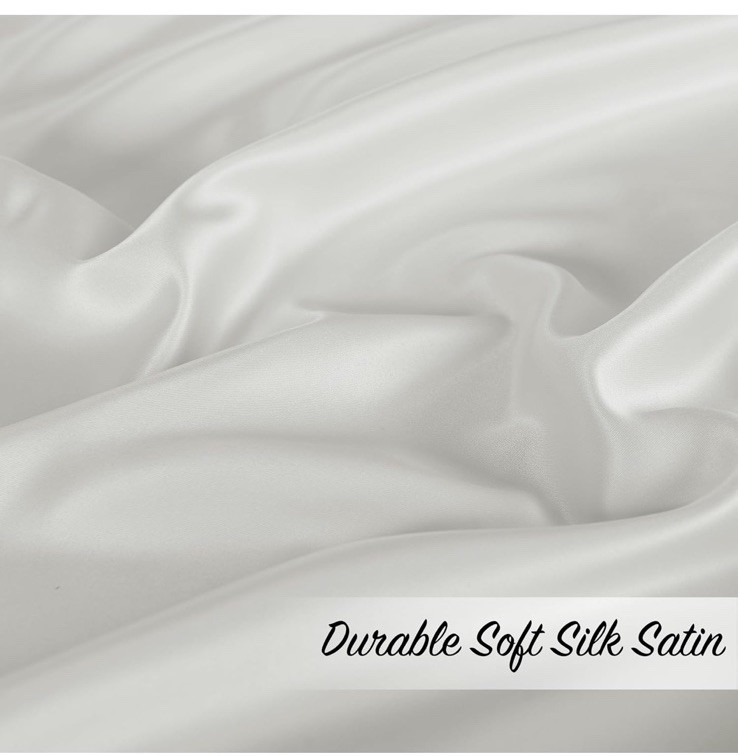 White Ruffle Curtains 52×84 Long 2 Panels, Premium Silky Satin Bedroom/living