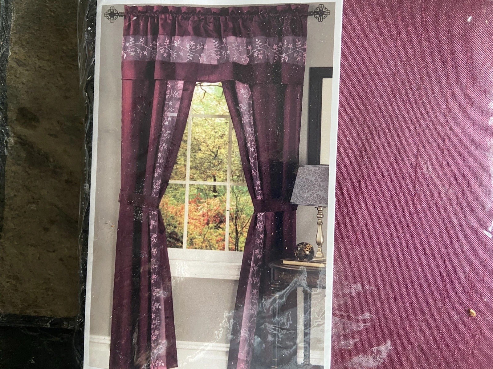 55×84 Five Piece Window Set , Fairfield, Burgendy