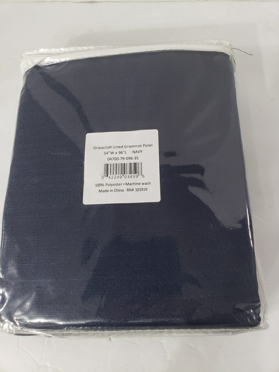 Ricardo Grasscloth Lined Grommet Panel 54×96 Navy Blue Polyester NEW