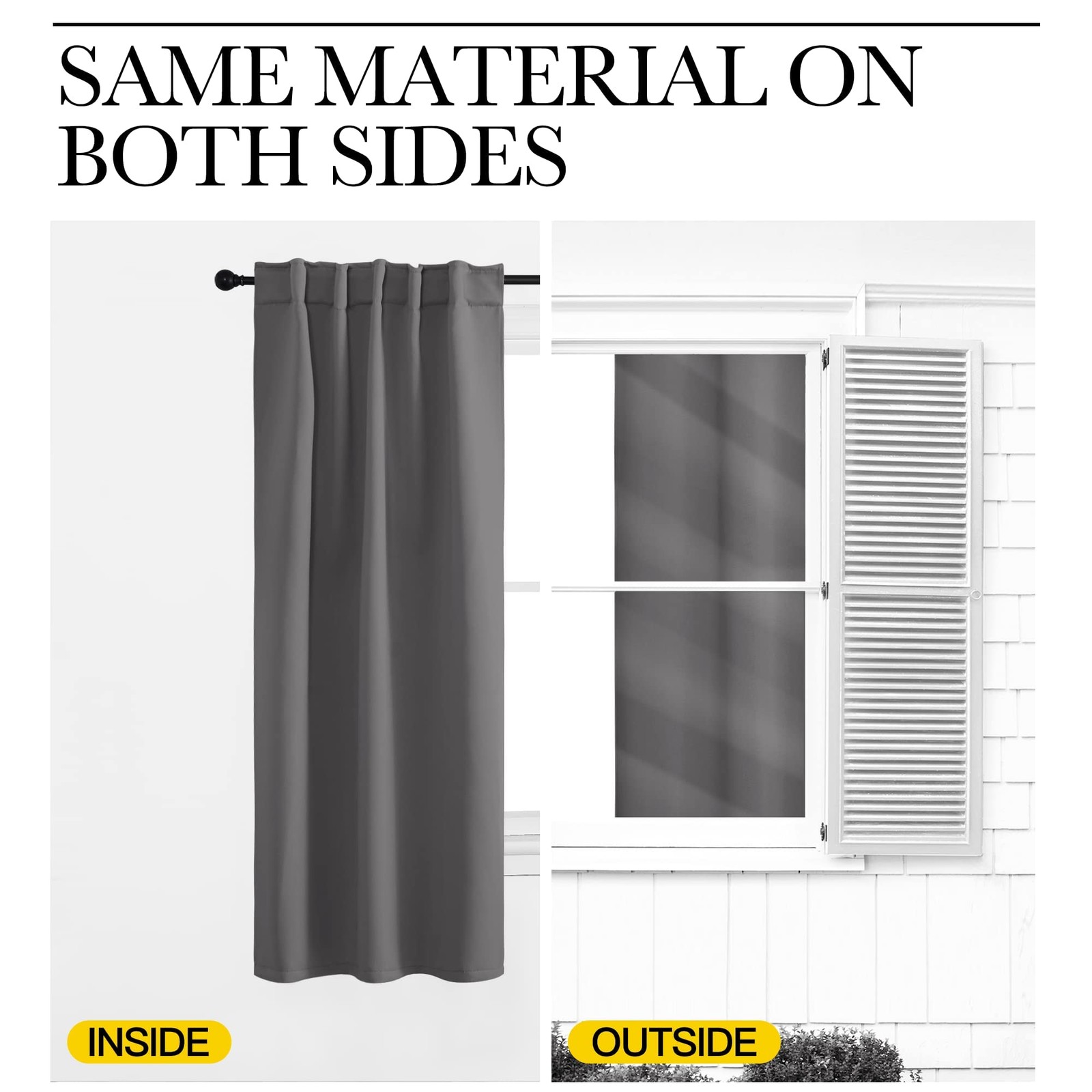 Light Reducing Curtain Panels Window Draperies – (Grey Color) 52×84 inch, 2 P…