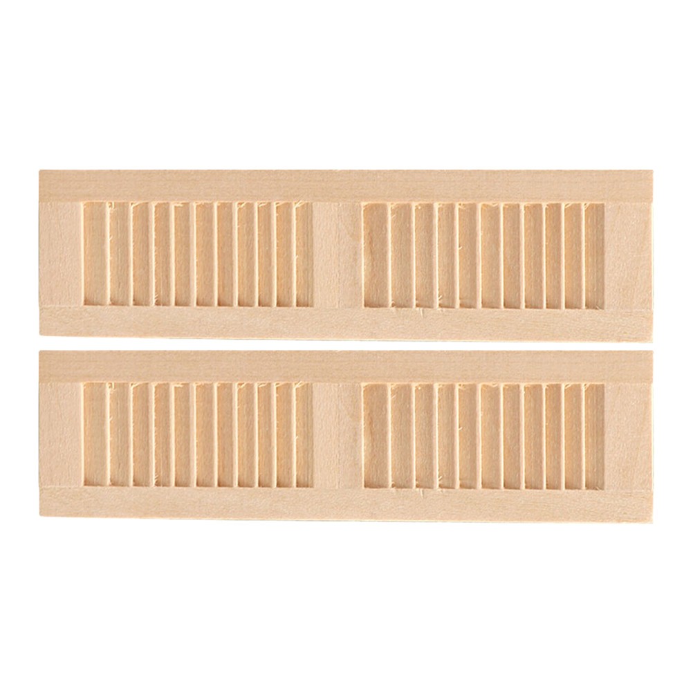 2Pcs Khaki Wooden Mini Furniture Doll Shutters Durable Decorative Set