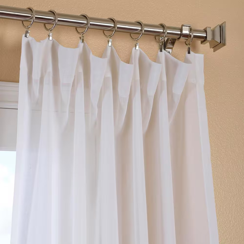 White Orchid Solid Faux Linen Sheer Curtain – 50 In. W X 96 In. L Single Panel R