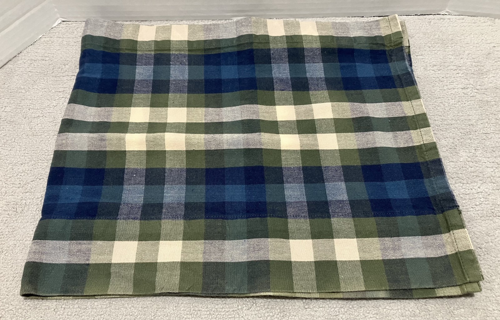 JCPenney Home Valance Bradley Stripe Plaid Valance Woven Cotton Blue Olive Green
