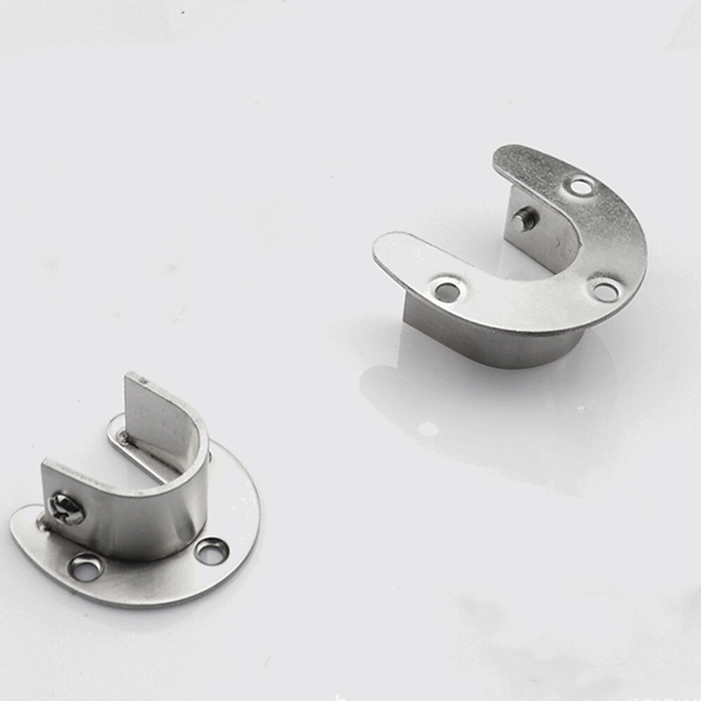 2X Closet Rod Bracket Shower Curtain Rod Pole End Supports Sockets Flange Holder