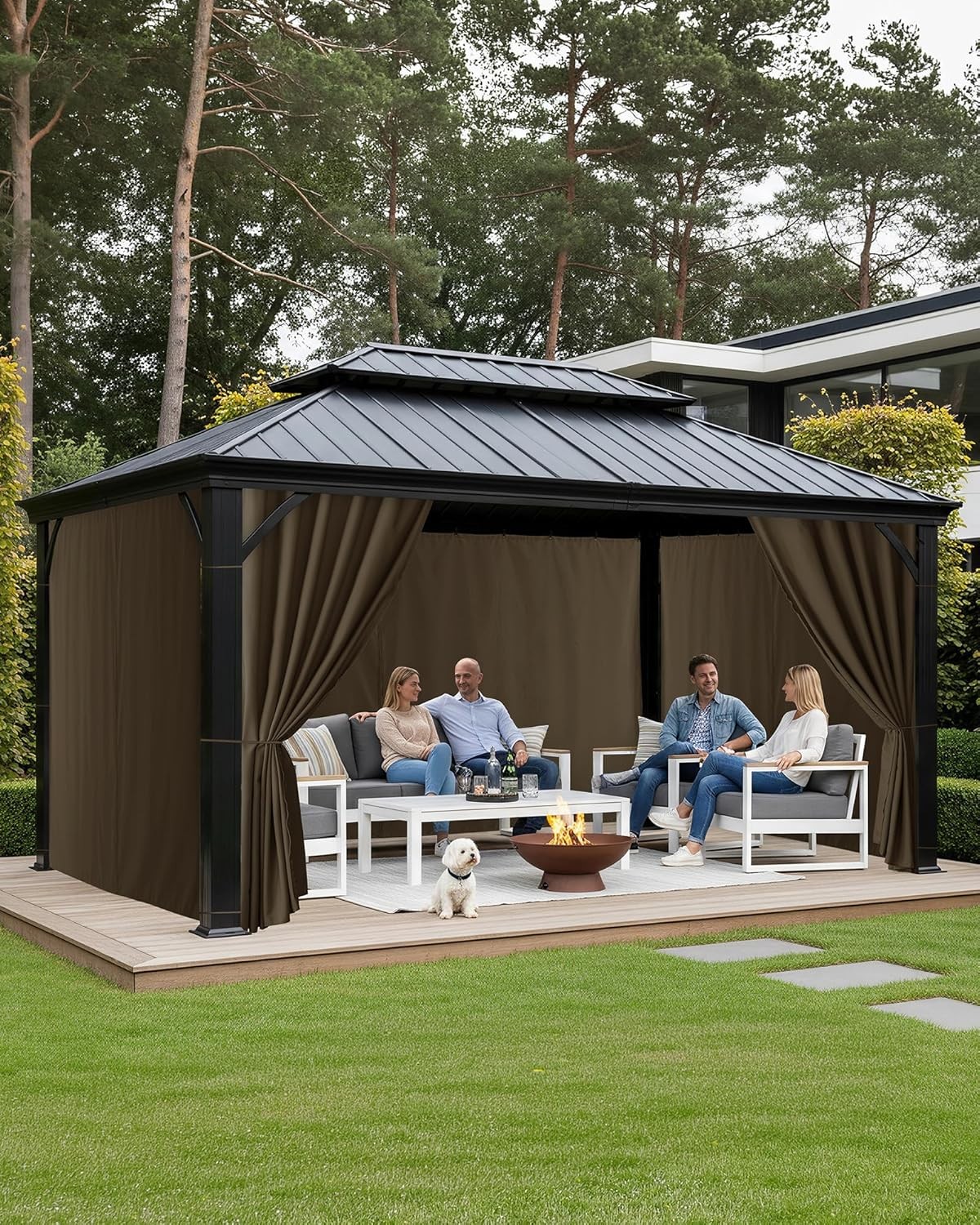 Gazebo Curtains Outdoor Waterproof – 10’Wx12’Lx7’H Gazebo Universal Replacement