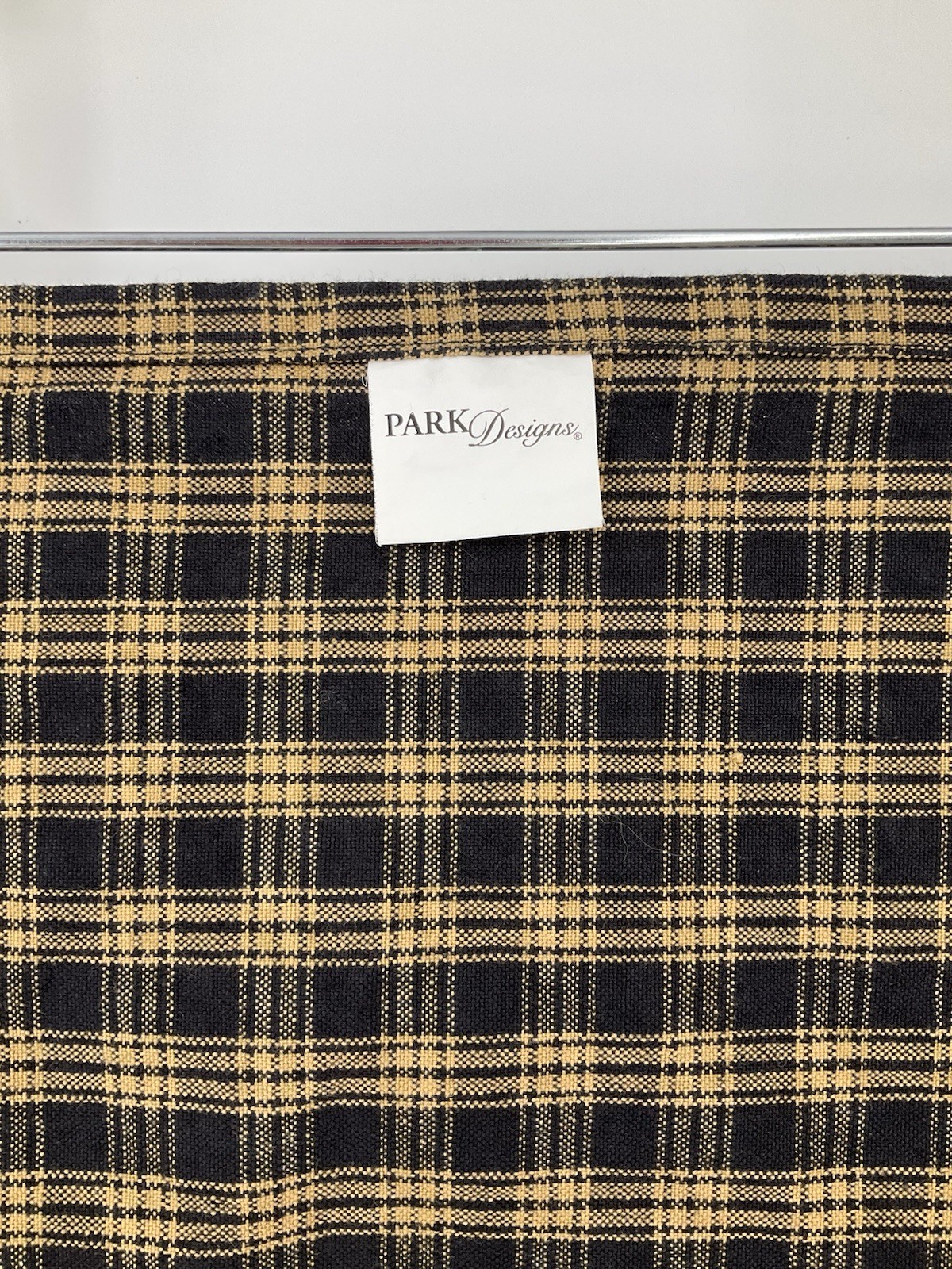 Park Designs Valance Sturbridge Plaid 71×13.5″ Cotton Made In India Tan/black