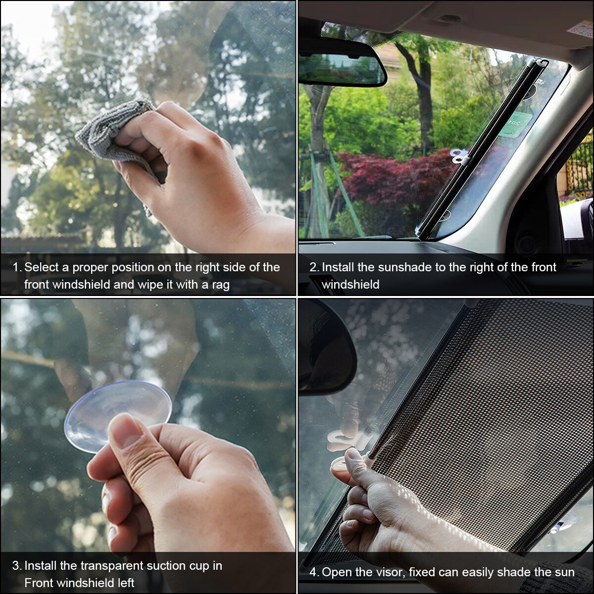 Retractable Car Auto Front/Side Window Sun Shade Shield Cover Roll Curtain Visor
