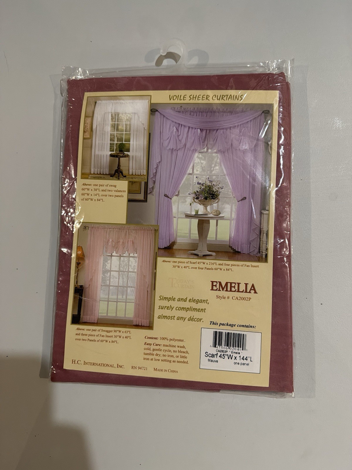 Today’s Curtain Emelia Original Voile Scarf 144″, Mauve, 45″ W x 144″ L