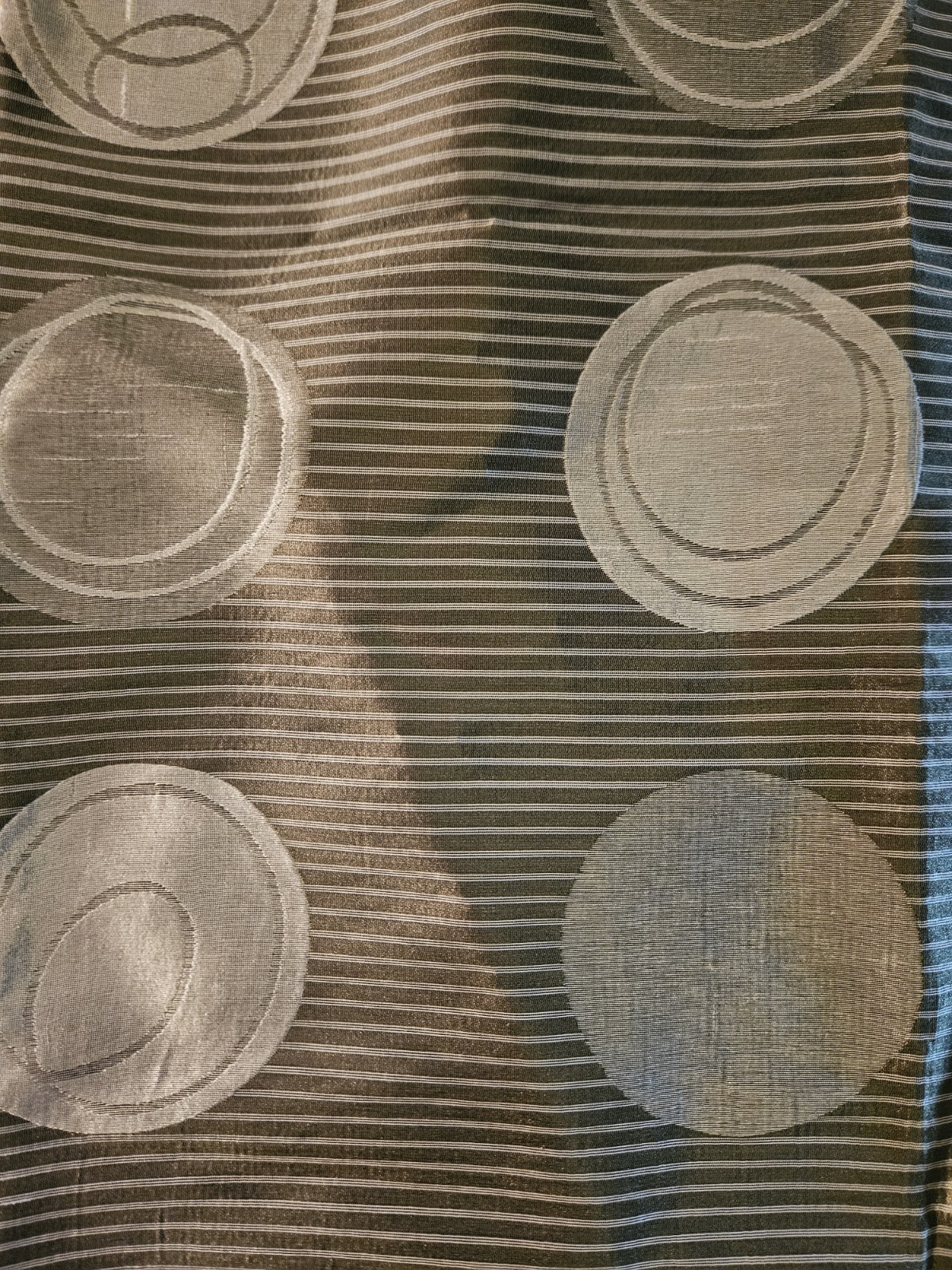 Pier 1 Imports Geometric Circles Moss Green Sateen Curtain Panel 52”x84″ & Rings