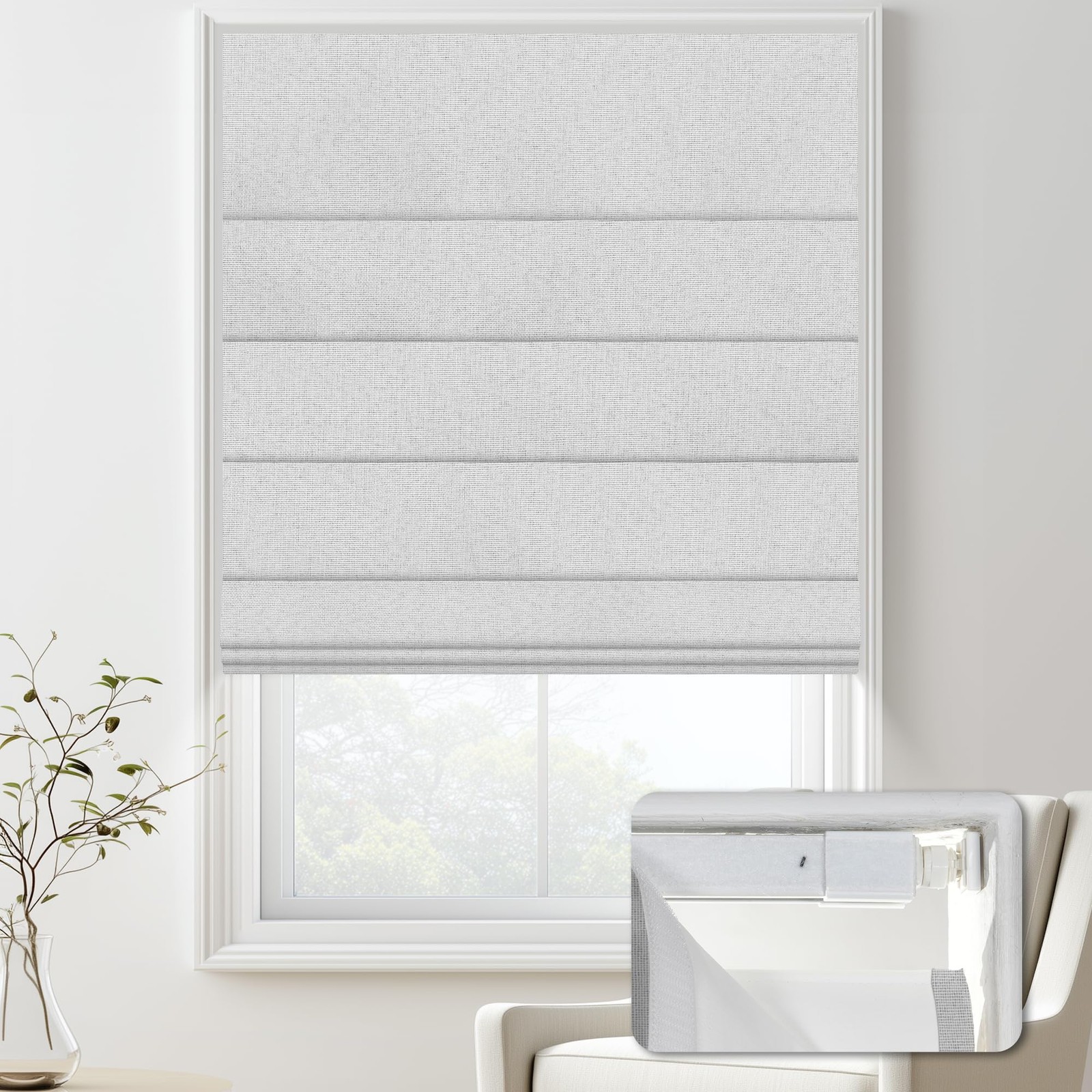 Doing-X Roman Shades 34″W x 48″H Blackout-Gray