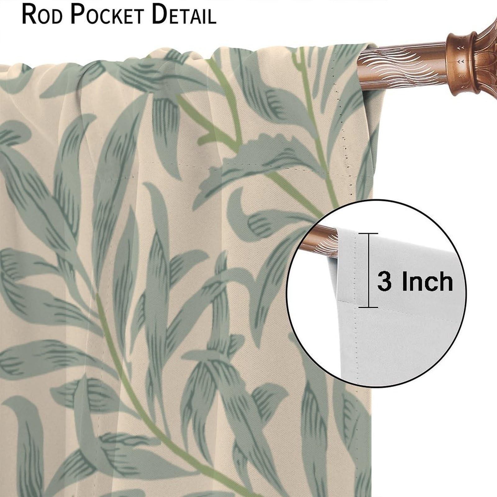 William Morris Curtains, Bohemia Minimalist Leaves Bough Pattern Window Treat…