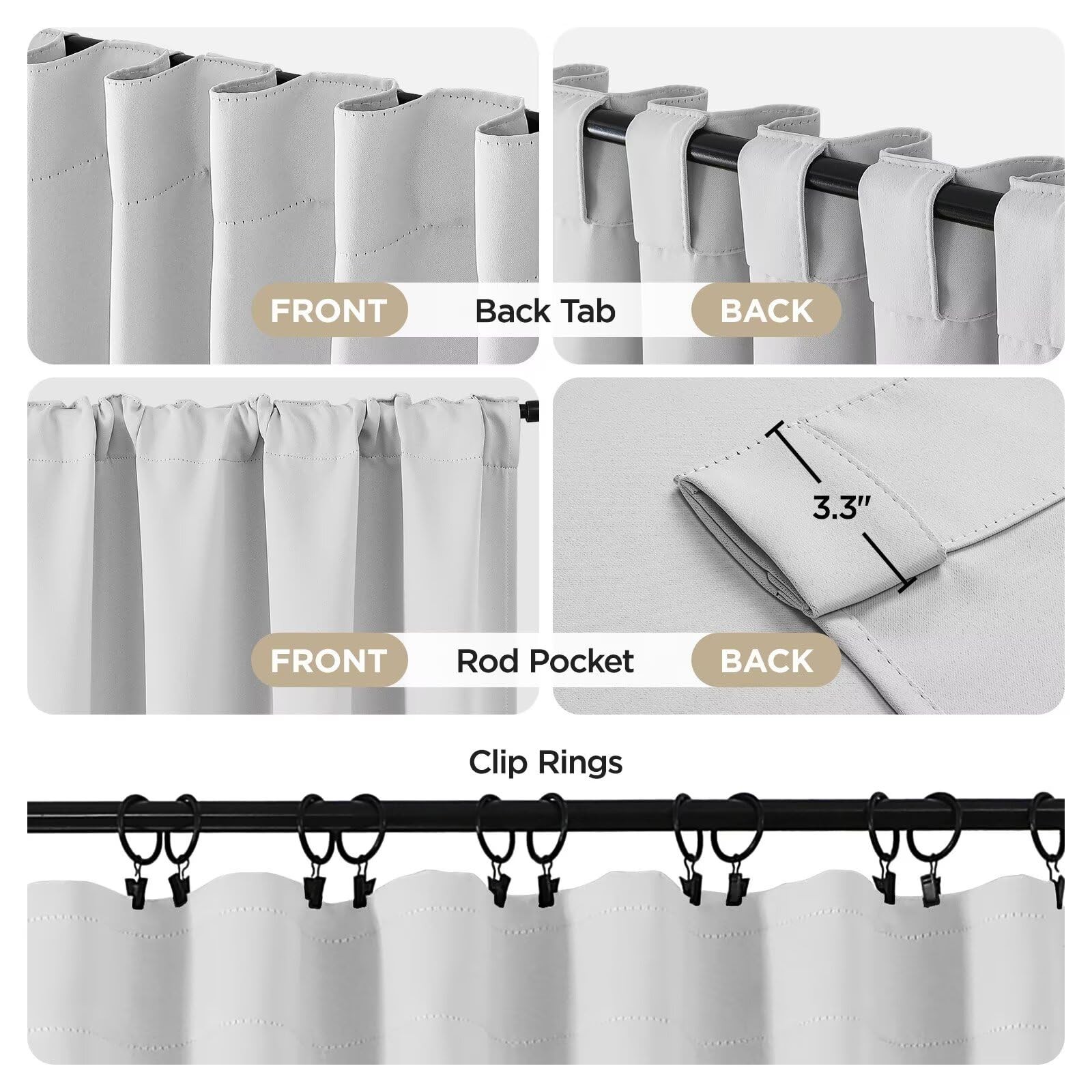 Joydeco White Blackout Curtains 96 Inches Long for Bedroom, Curtains 96 Inch