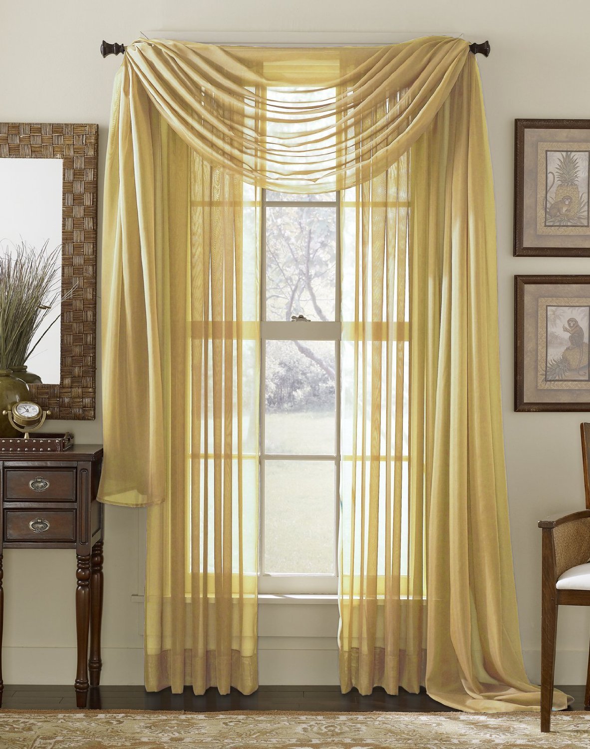 SHEER VOILE 216″ WINDOW SCARF GOLD