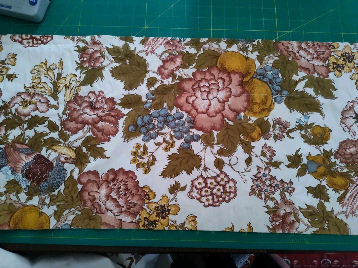 Vintage Custom Made Lined Window Floral Bird Short Valance Curtain 124″ X 13.5″