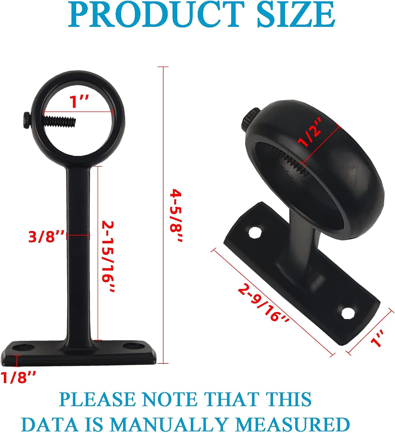Curtain Bracket, 4Pc Ceiling & Wall Mount Brackets, Black