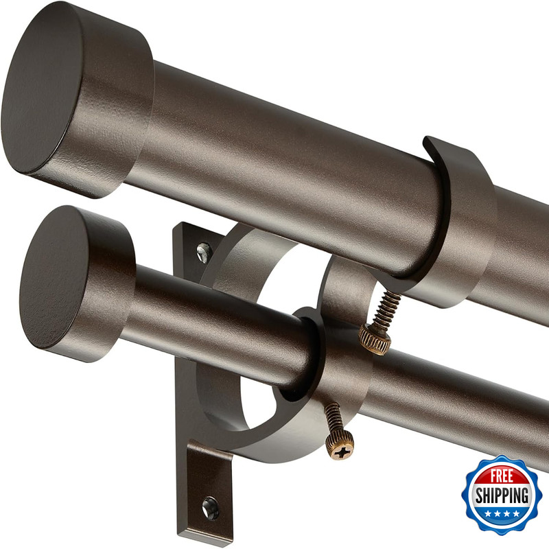 Lwiiom Double Blackout Curtain Rods 140 To 164 Inches 11.5-13.5 Feet1-Inches
