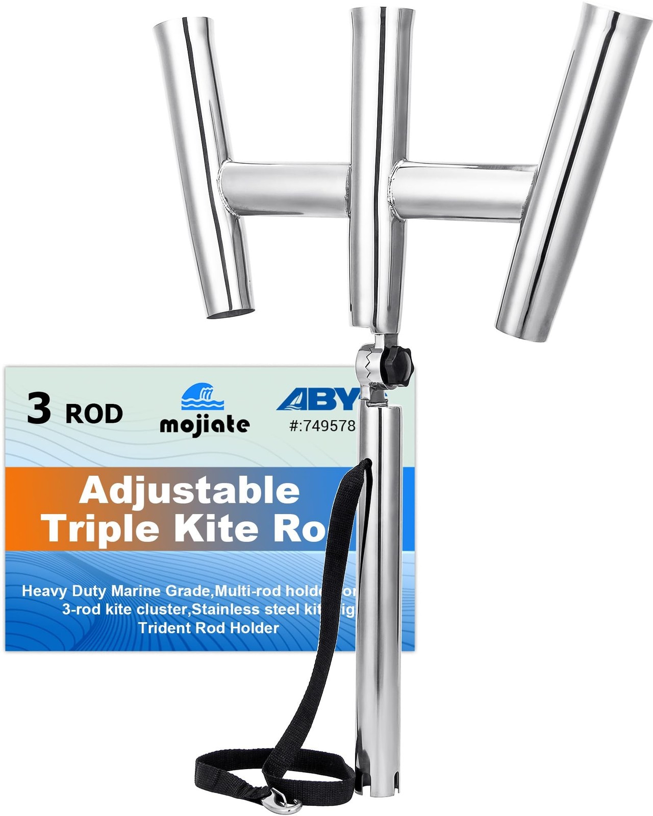 3 Tube Rod Holder-Stainless Steel Trident Outrigger Stylish-Tree Triple Rod H…