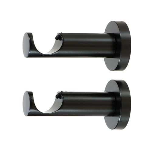 Ceiling or Wall Mount Curtain Rod Brackets Holders for Curtain Rods of Black