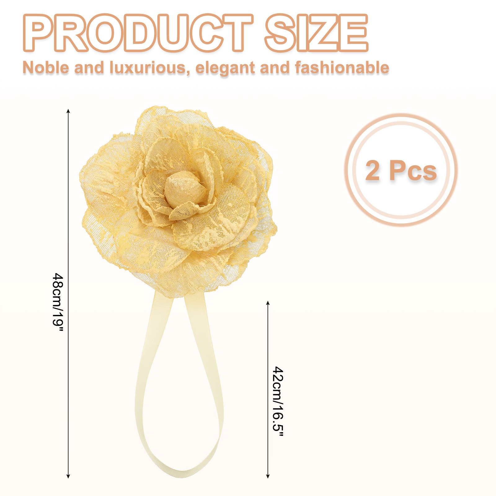 Flower Magnetic Curtain Tie Backs, 1 Pair Drapery Holdbacks for Home, Orange