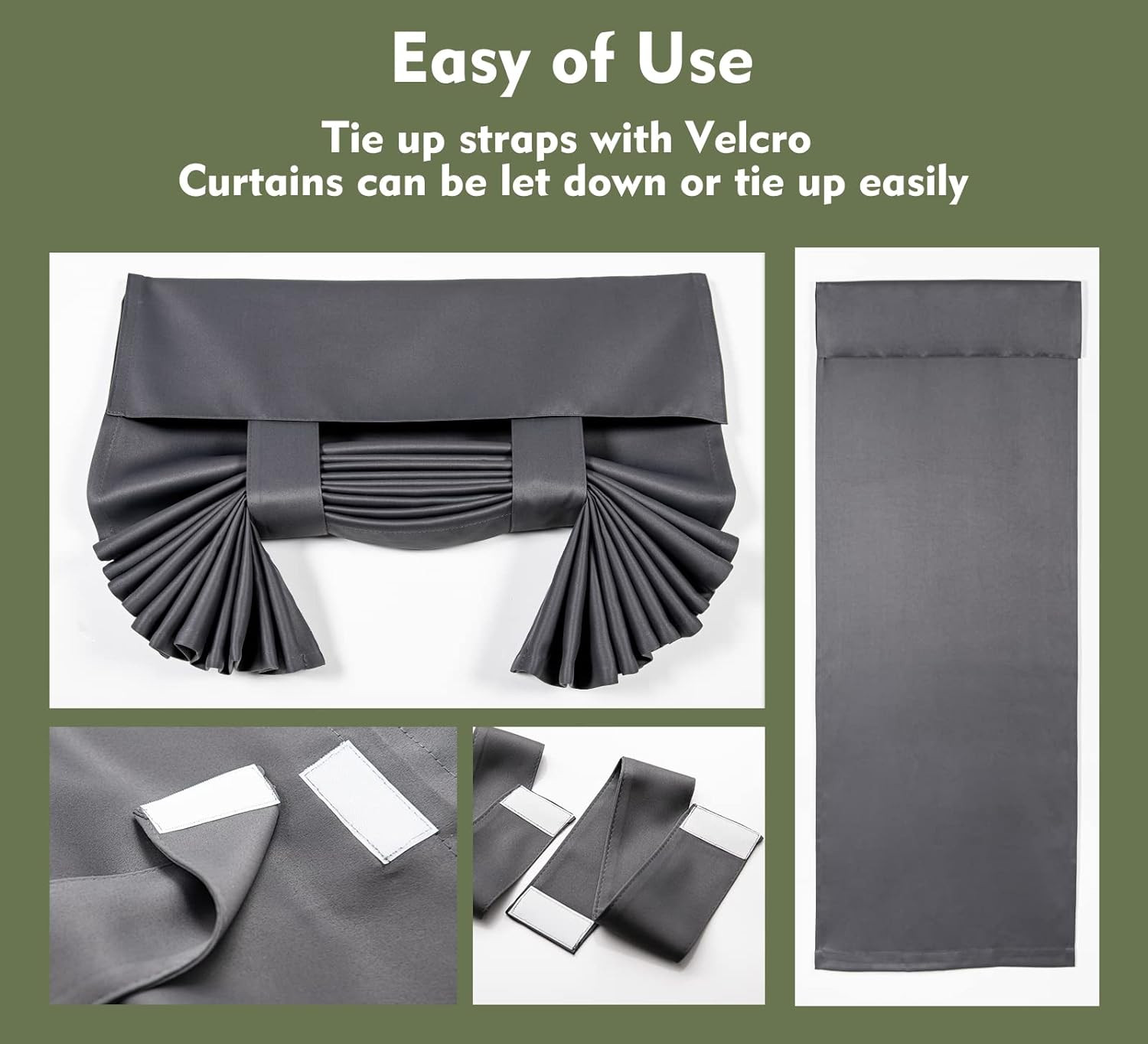 Blackout French Door Curtain,Privacy Thermal Insulated Window Shades