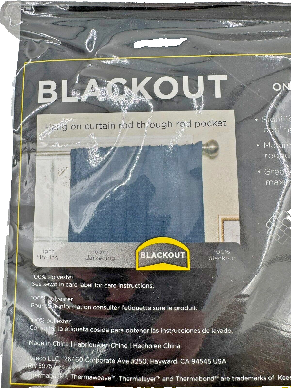Eclipse Blackout Darrell Grey Solid 37 “W x 84” L Curtain Rod Pocket Easy Clean