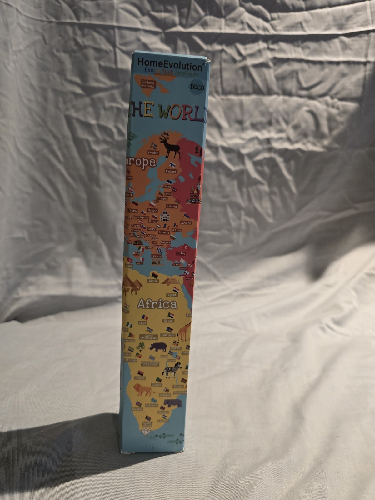 HomeEvolution Kids Educational Removable World Map Peel and Stick colorful