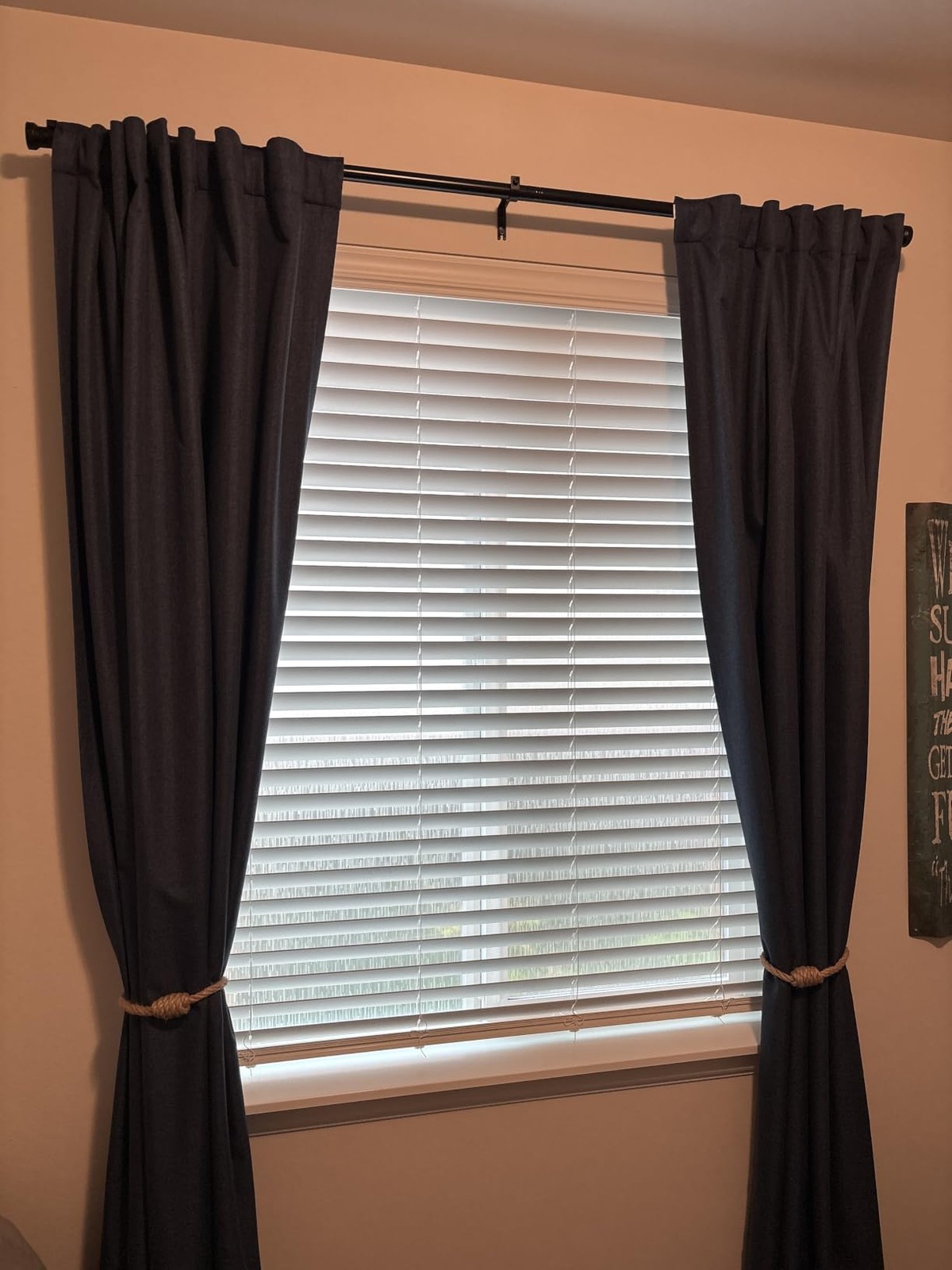 Adjustable Curtain Rod 32-144 in Heavy Duty 1″ Black Window Rod with Brackets