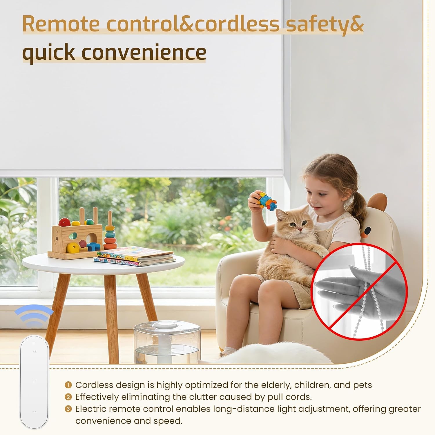 Smart Motorized Blinds Alexa Compatible White Blackout Window Treatments 46Wx72H