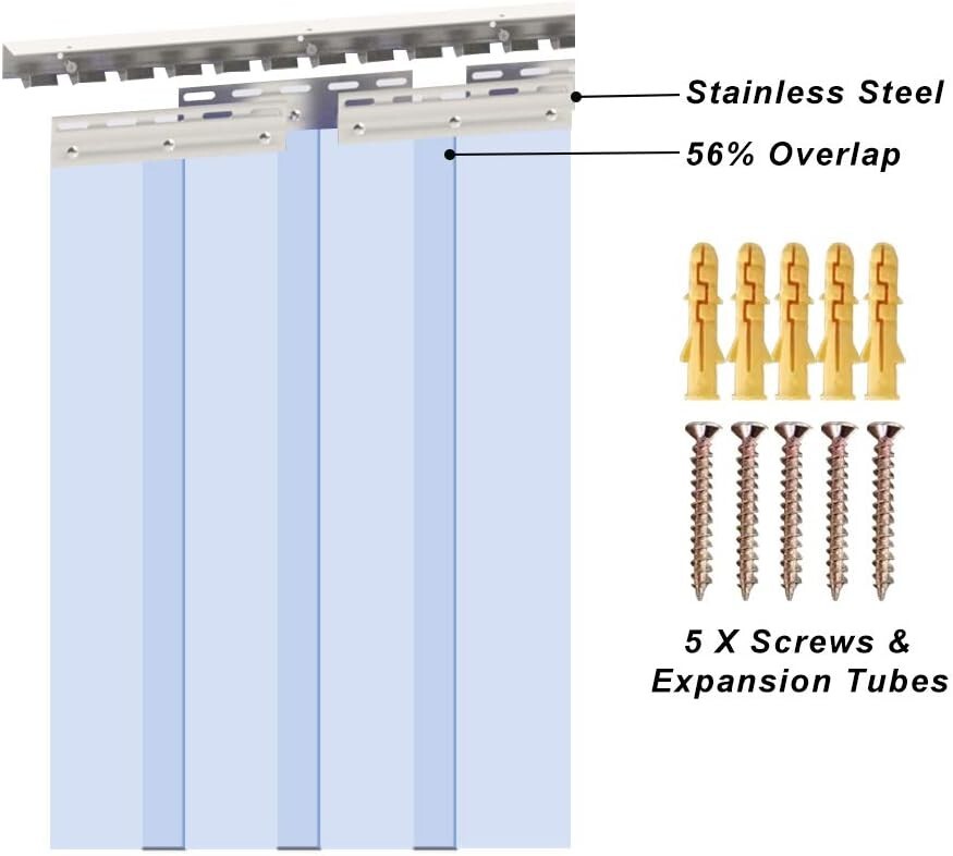 6PCS 84″x36″ Clear PVC Strip Curtain – Weather-Resistant & Durable Design