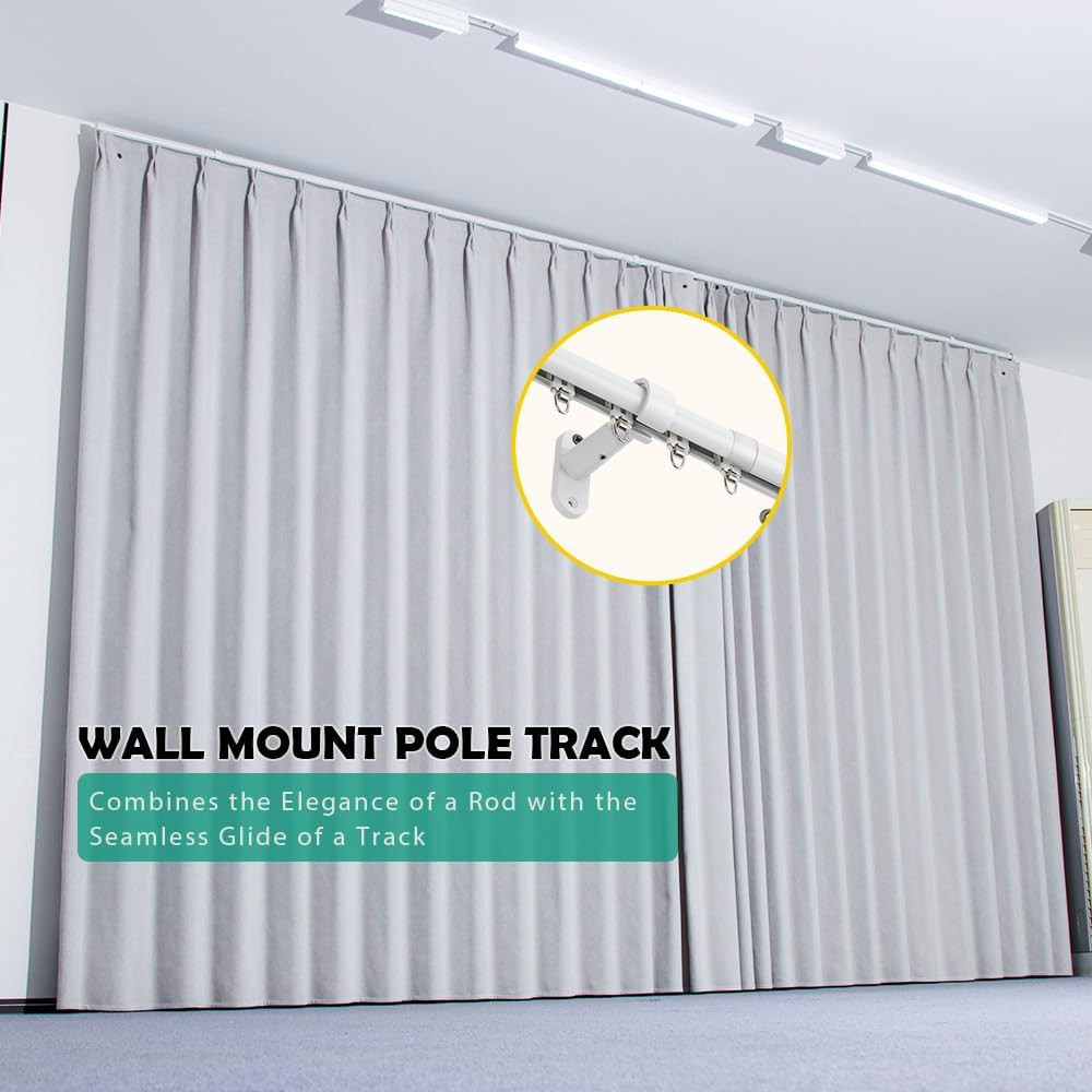 Heavy Duty Adjustable Traverse Curtain Rod, Smooth Glide, 47-86″ White