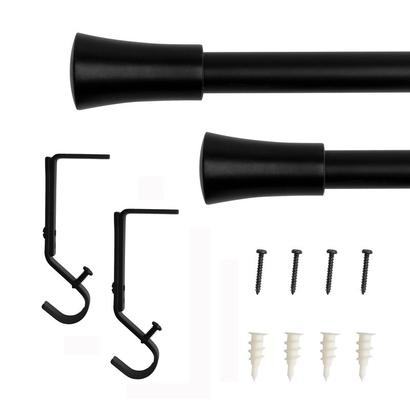 Adjustable 3/4in Single Drapery Hardware Set Metal Cylinder Finials Wall Mount