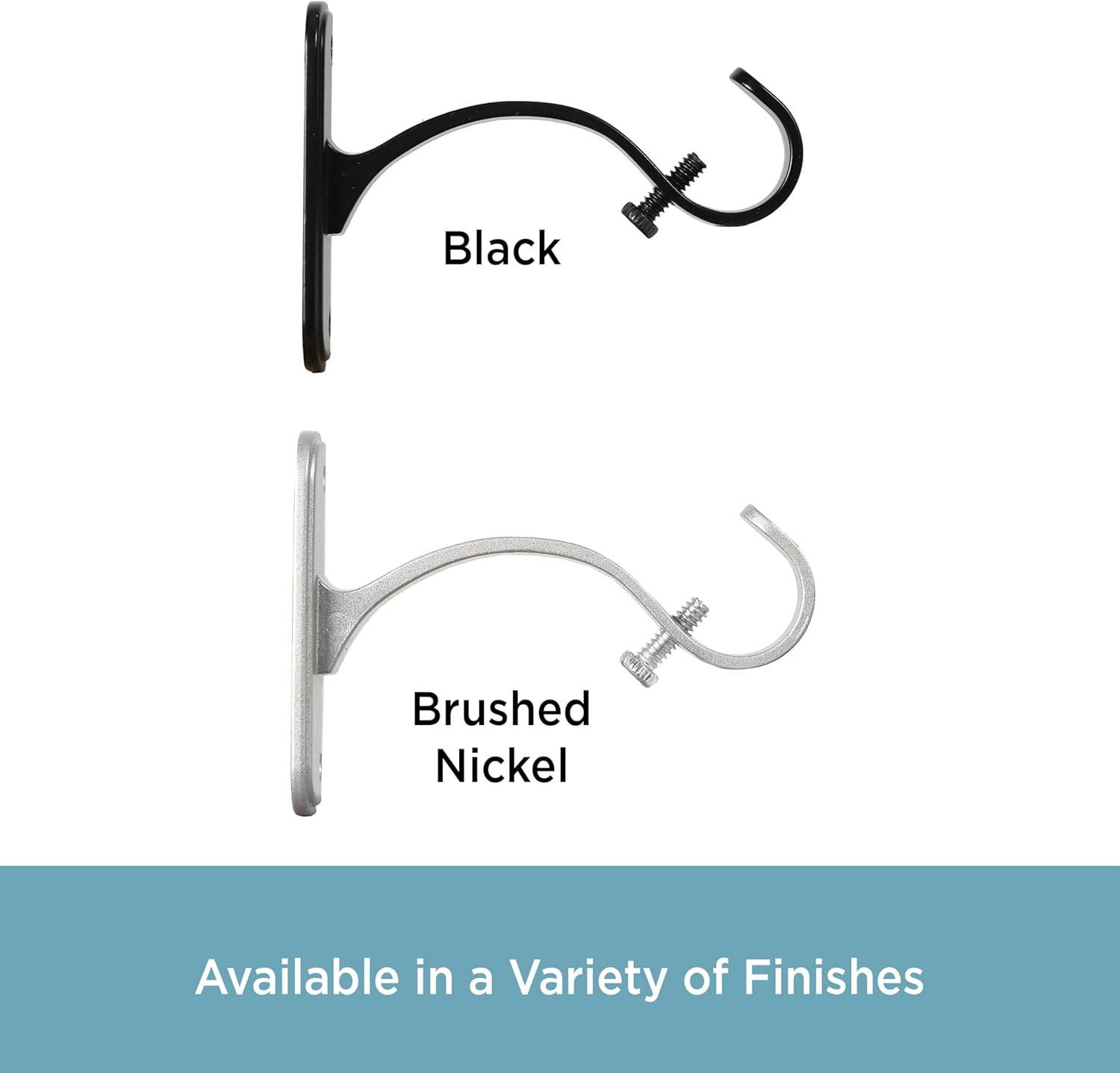 Curtain Rod Mounting Brackets, Wall or Ceiling Mount, 5/8″-3/4″ Diameter, Set of