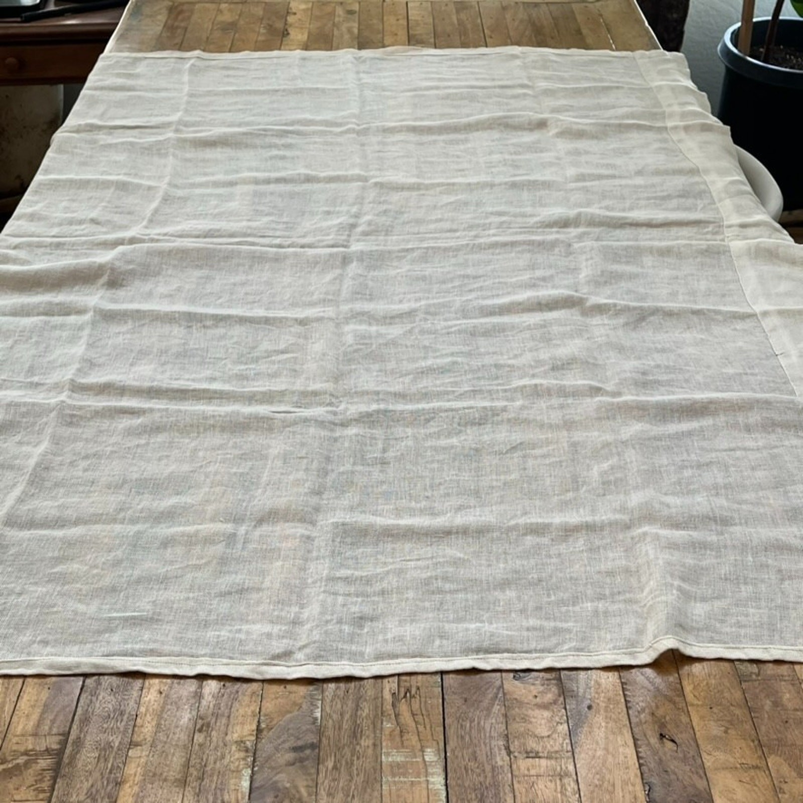 Sheer Rectangle Linen Curtain Panel 57″ x 46″ Cream