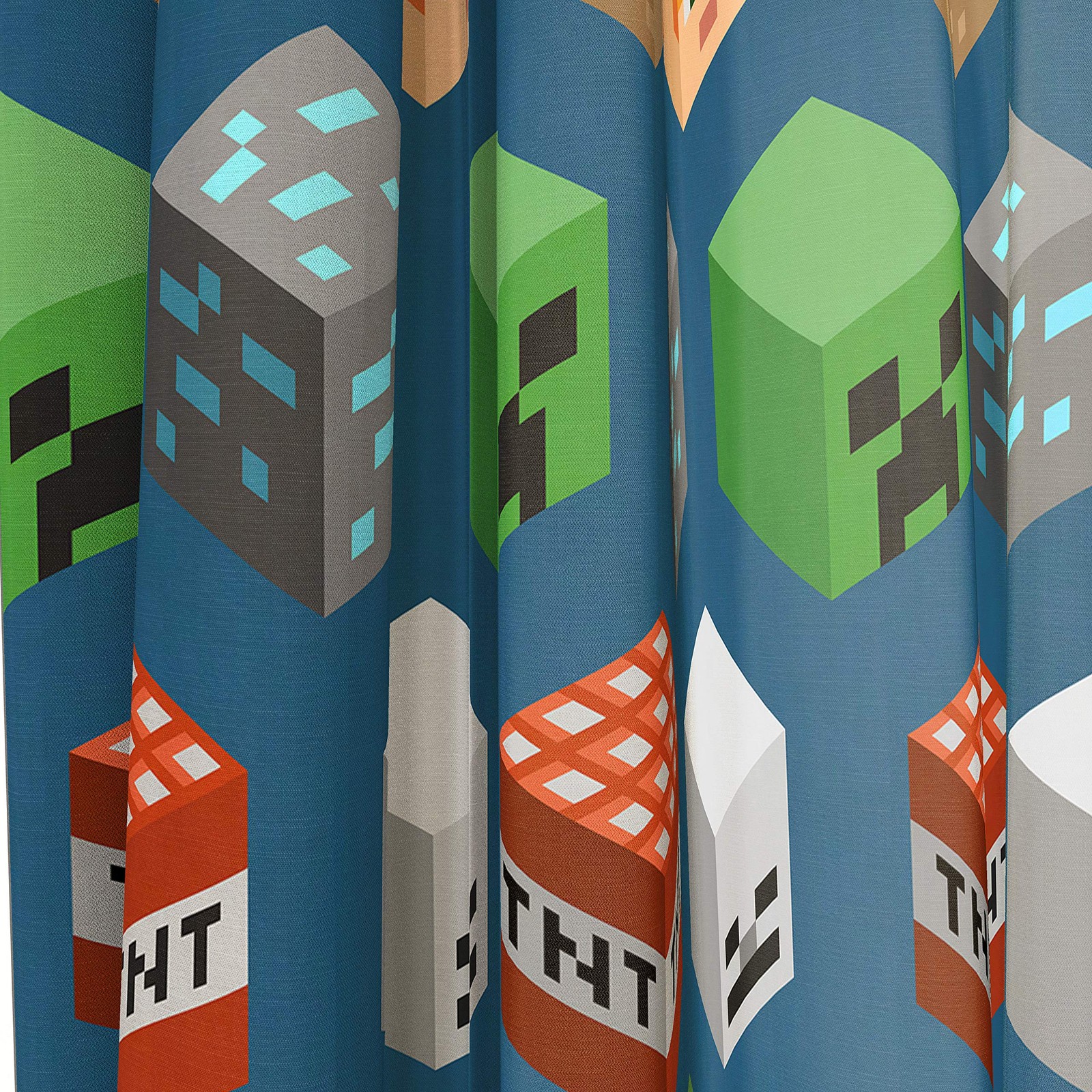 Minecraft Isometric Blue 84″ Inch Drapes 4 Piece Set – Beautiful Room Décor &…