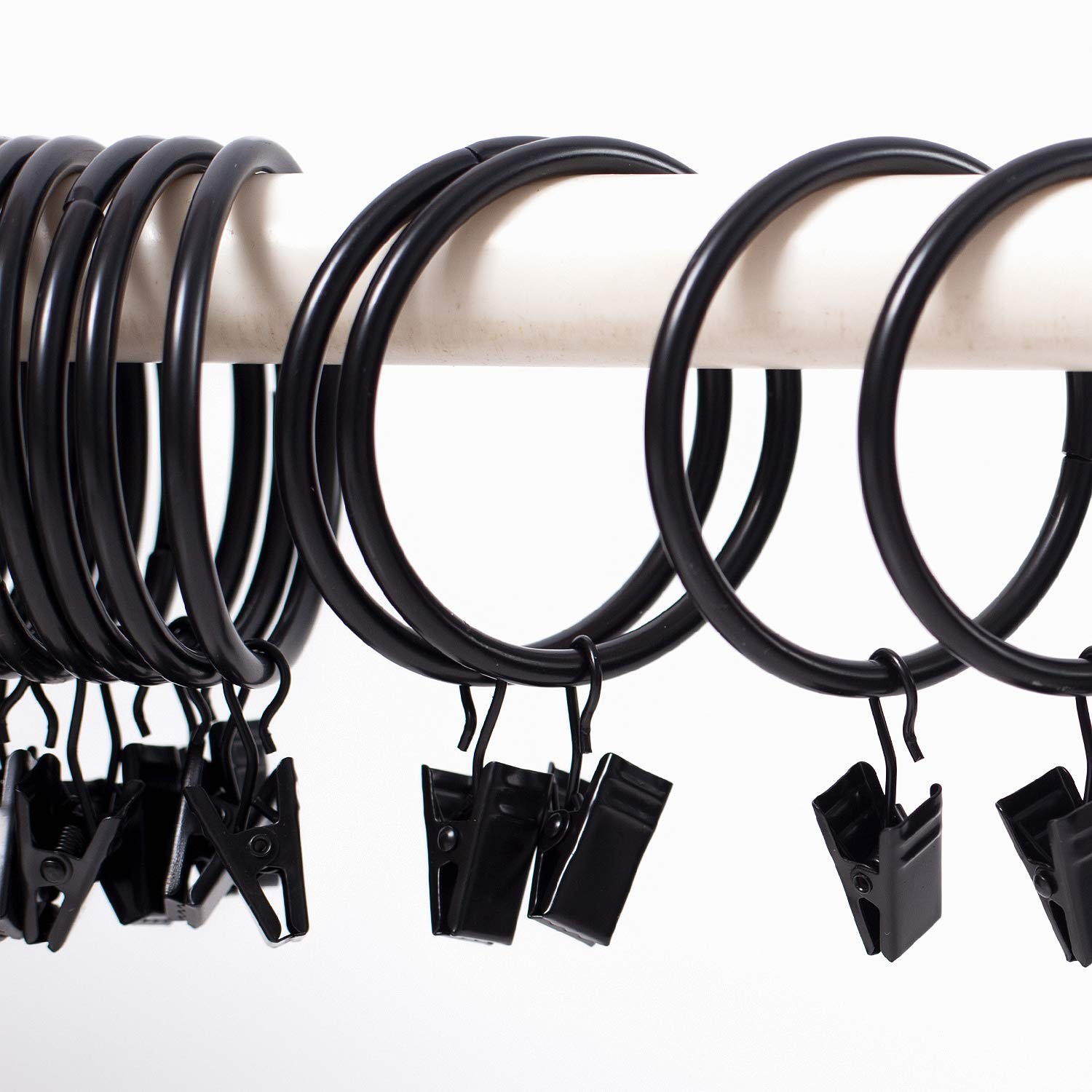 40 Pcs 2 Inch Metal Curtain Rings with Clips for Hanging Drapery Drapes