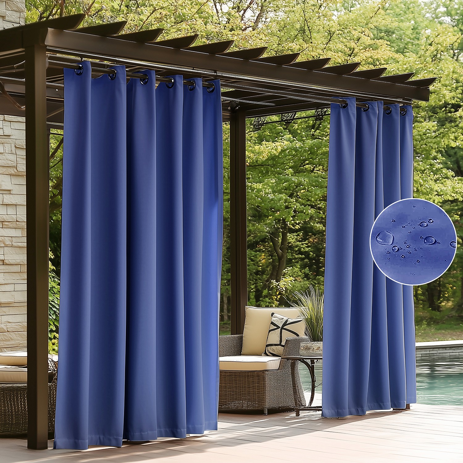 ColourTree Outdoor Curtains for Patio,Waterproof Outside Curtains Premium