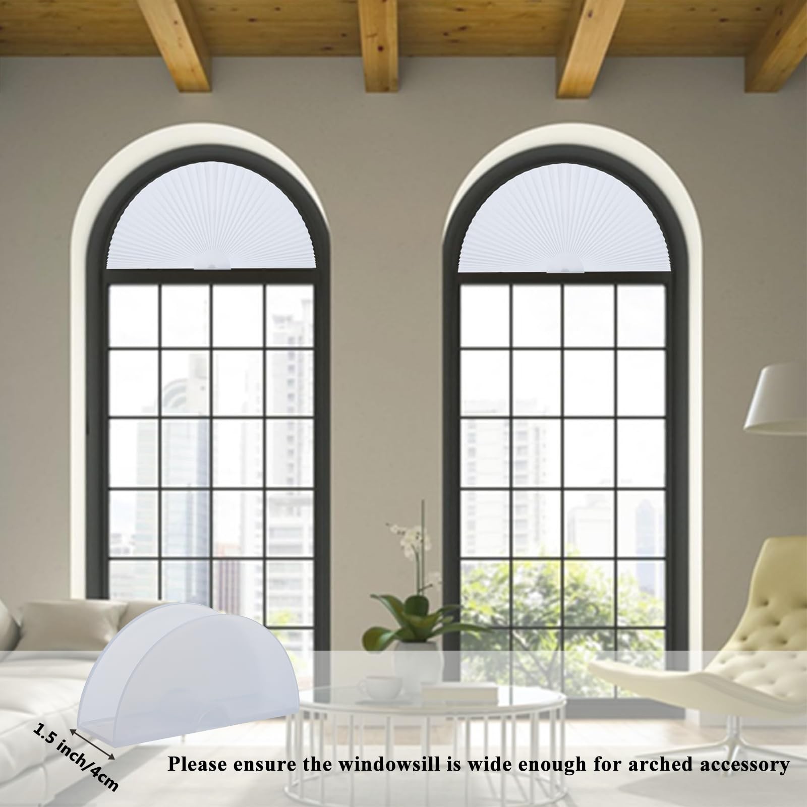 Arch Window Shade Radius 18 inch Half Circle Arched Non-Woven Stick on Cut to…