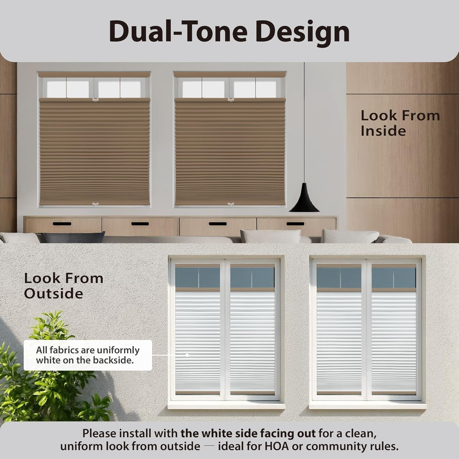 1.5″ Cordless Blackout Cellular Shade, Latte, 69.5″ W X 84″ H